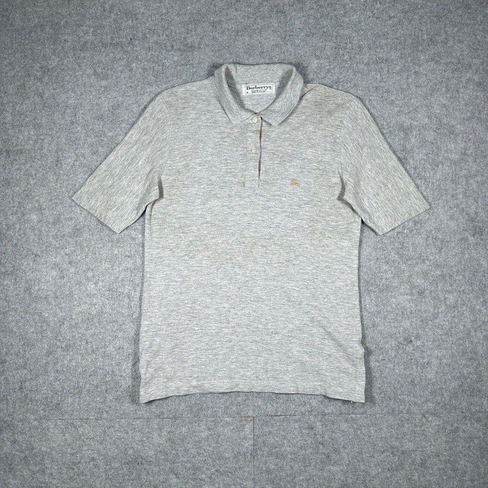 Vintage Burberrys Polo Shirt Mens Medium Grey Prorsum Knight Logo Cotton England